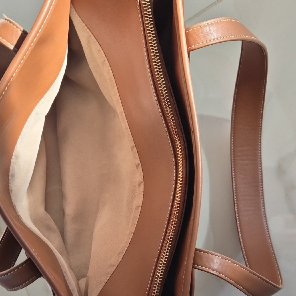 Beige and Brown Canvas Tote Bag - Picture 7 of 10